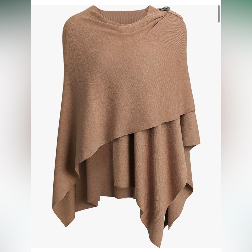 Womens Elegant Cross Front Poncho Sweater Wrap
